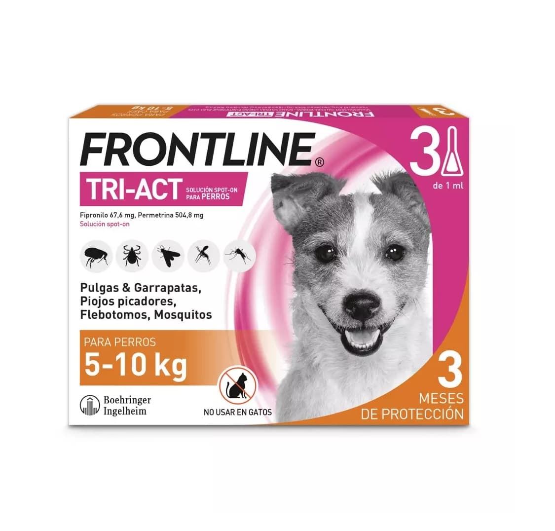 Pipetas Frontline Tri-Act 5kg a 10kg (3 u) - Imagen 1